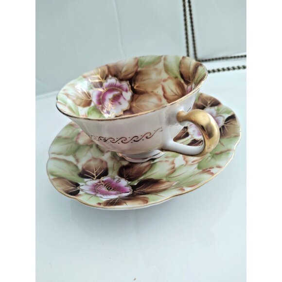 Stafford Japan Wide Mouth Cup and saucer set Floral Chintz Style 1950's - Picture 8 of 11